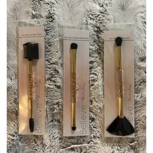 Believe Beauty Makeup Brush Set Dual Ended Spoolie Contour Highlight Brush 3pc